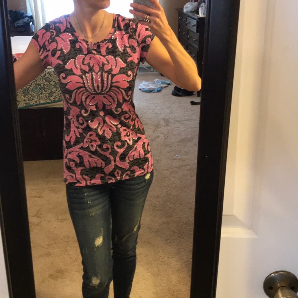 Inc pink and black animal print T-shirt medium